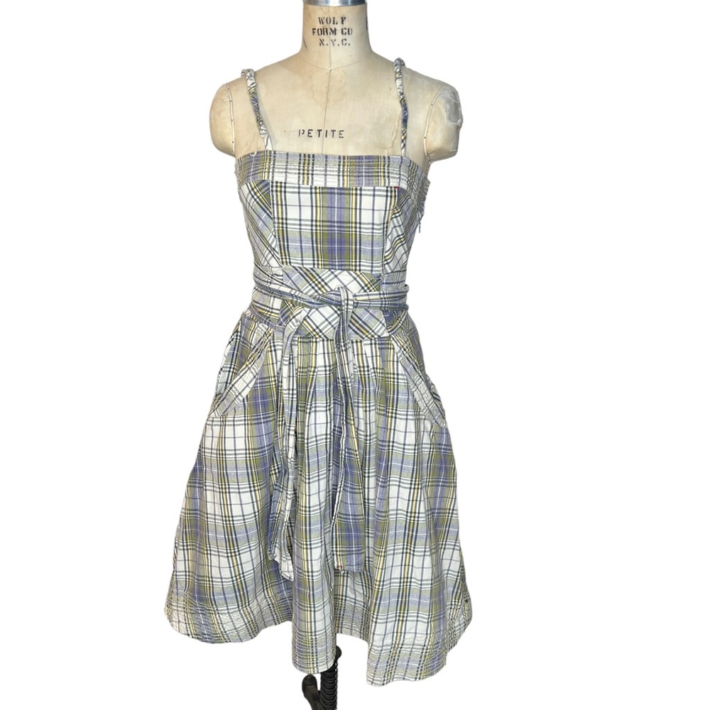 Free People 4 blue plaid sundress